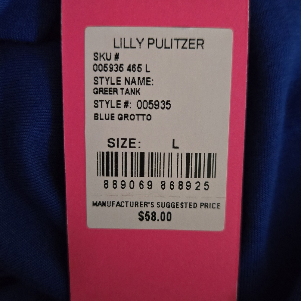 🌸 Lilly Pulitzer Greer Tank- Grotto Blue NWT - Picture 4 of 7